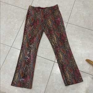Y2K Emma Black Faux Snakeskin Stretch Pants Size 10